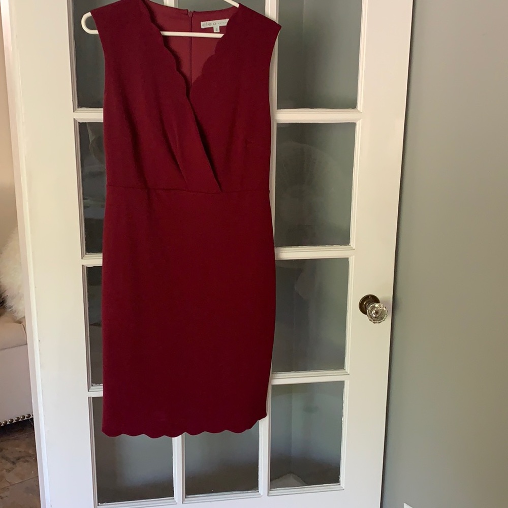 CLEO- red dress with scalloped edges